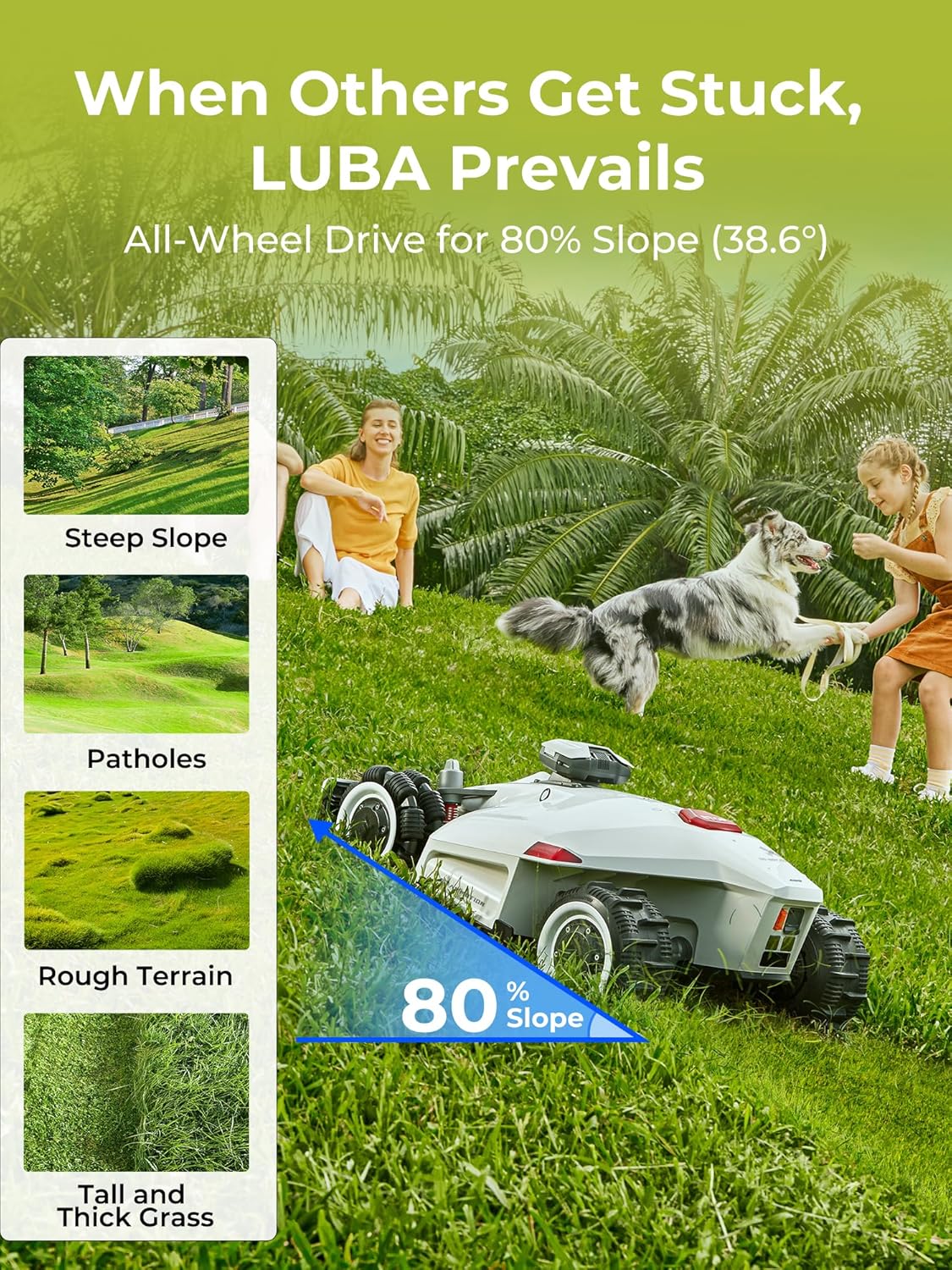 LUBA 2 AWD 5000H Robot Lawn Mower, Perimeter Wire Free Vision Robotic